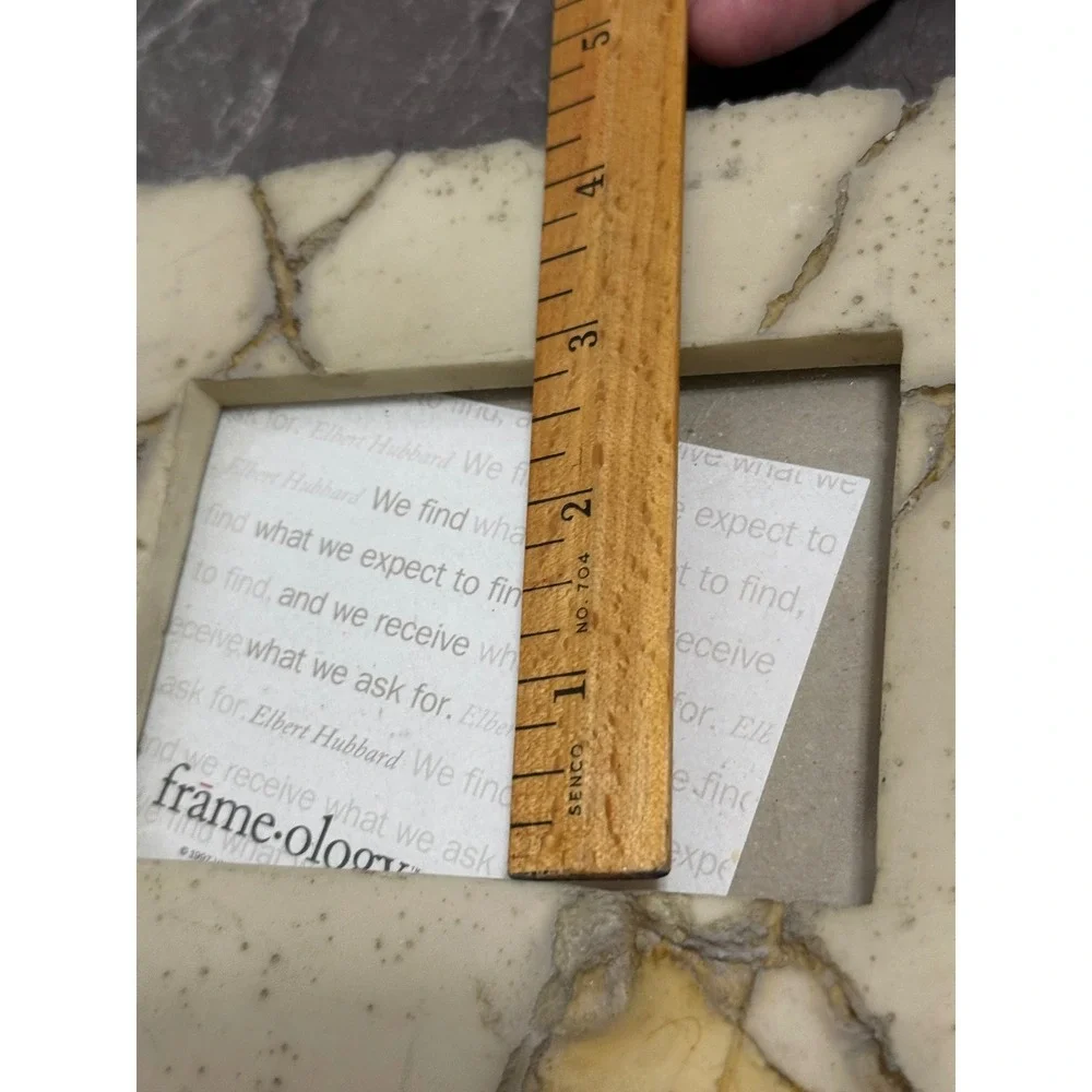 Vintage Frameology Cracked Stone Tile & Leaf Picture Frame Earthy Decor 4x3